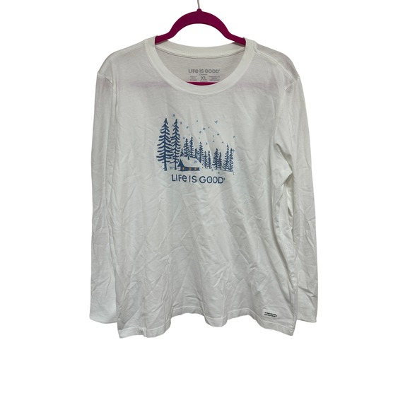 Life is Good Crusher Womens XL T-Shirt White Short Sleeve Casual Graphic - Picture 1 of 4